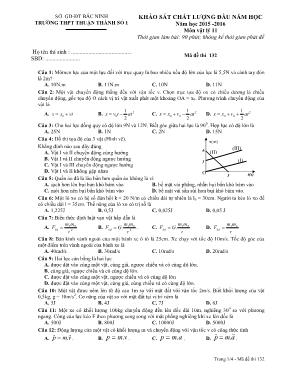 Khảo sát chất lượng đầu năm học năm học 2015 -2016 môn Vật lý 11